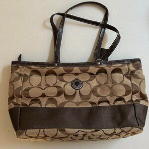 Coach Purse Signature Brown Tote Shoulder Bag